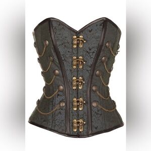 NWT corset story BLACK STEAMPUNK CORSET WITH CHAINS